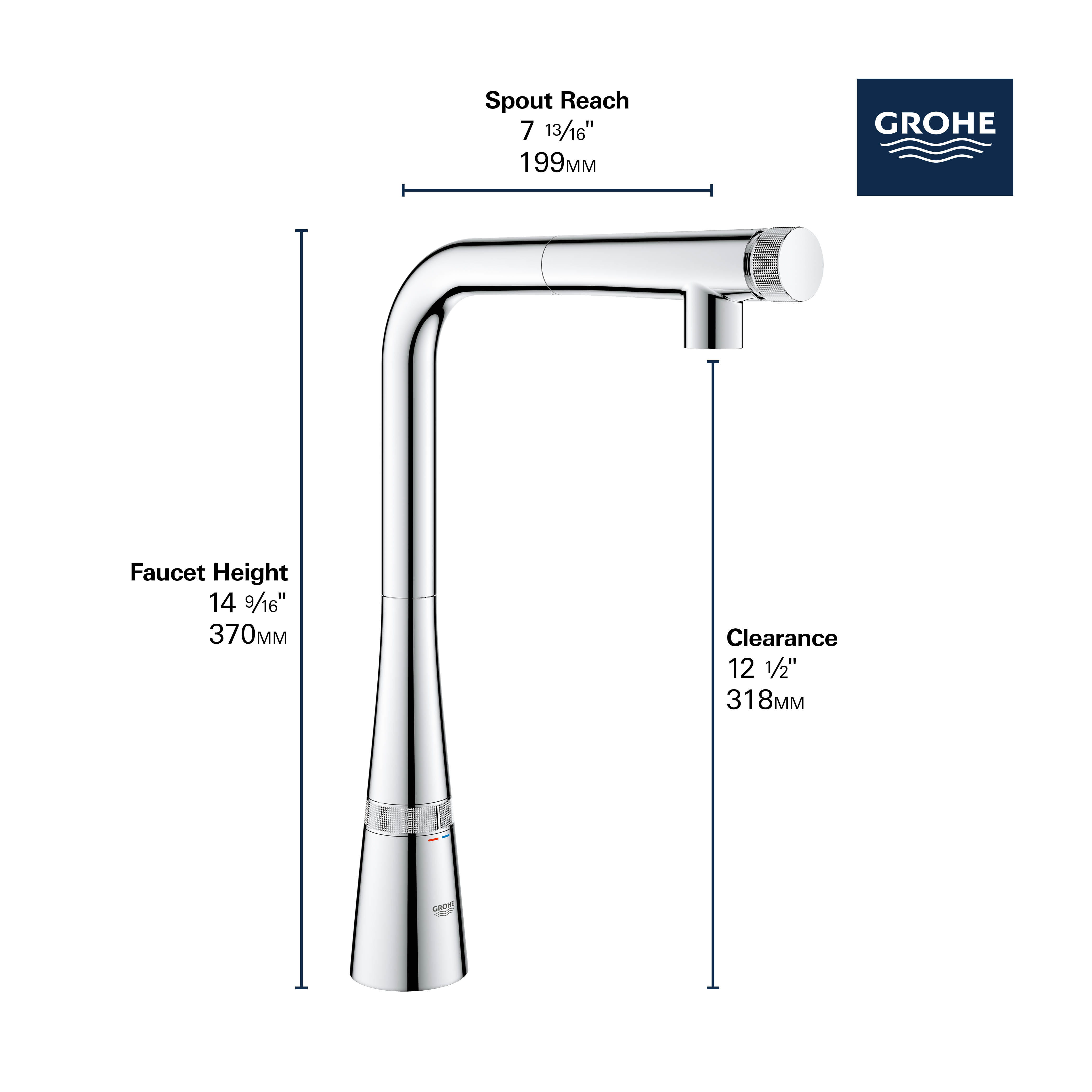 SmartControl Pull Out Single Spray Kitchen Faucet 175 GPM GROHE SUPERSTEEL